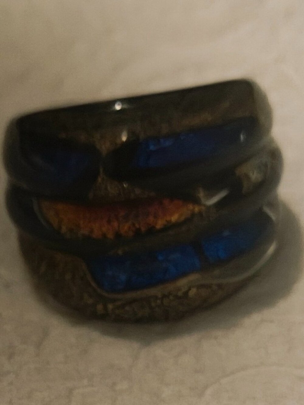 Handmade women glass acrylic ring US size 11.5 multicolor